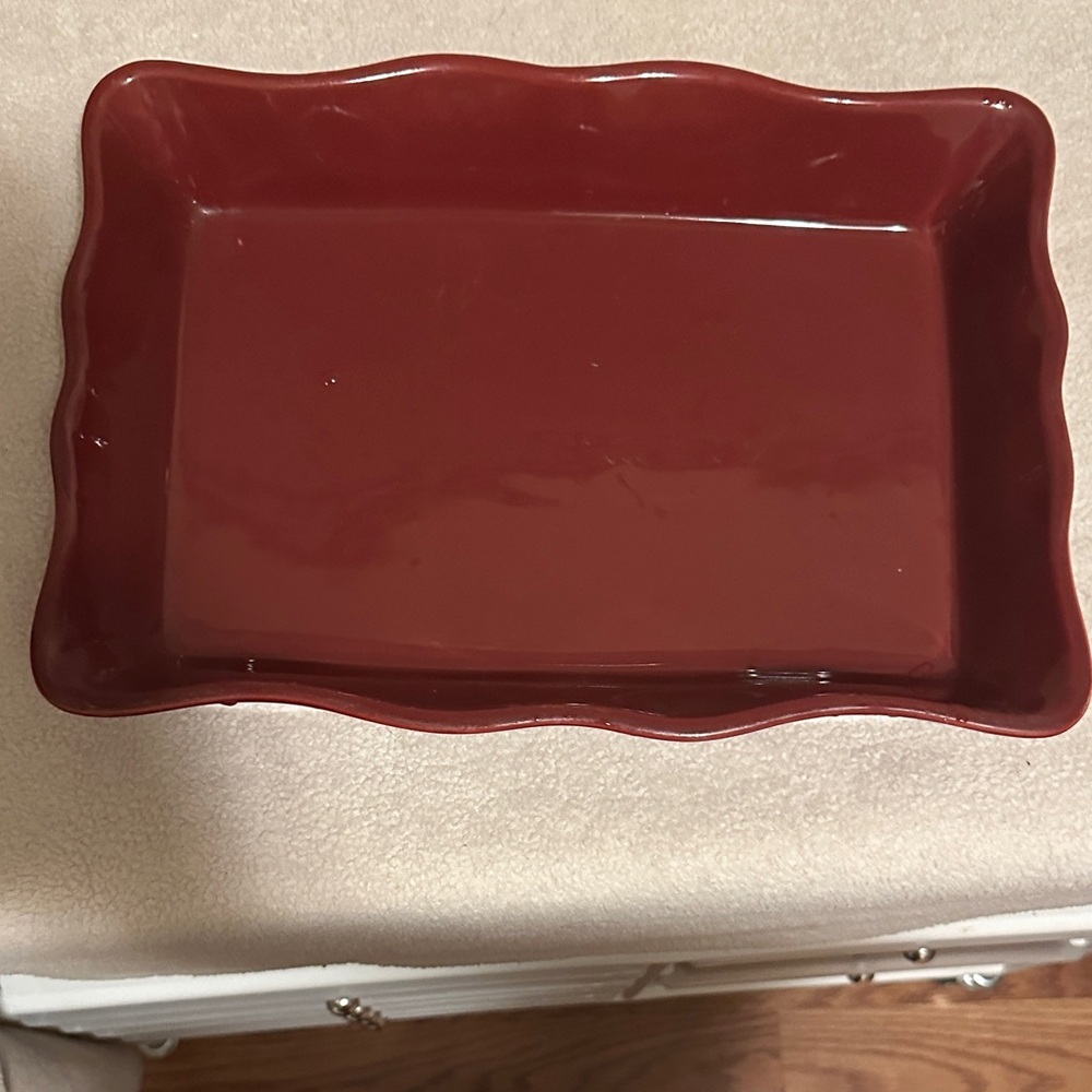 Elegant Red Ceramic Serving Dish